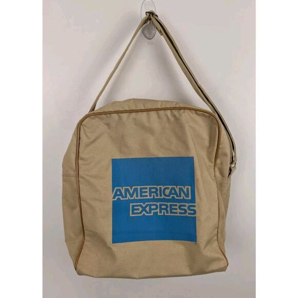 American Express Vacations Vintage Carry On Bag Weekender Beige 14x12x6" - Picture 2 of 6